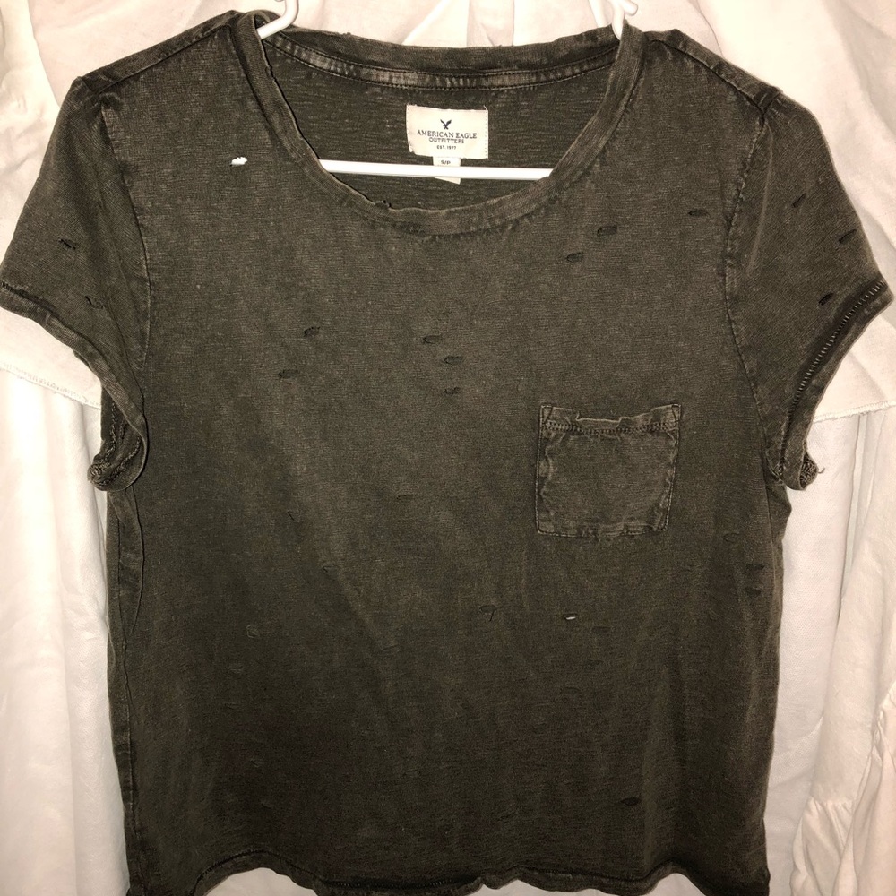 American Eagle “holy” crop top tee